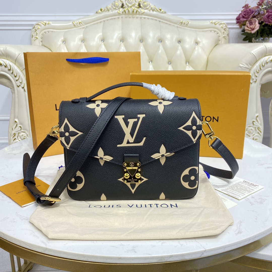 Louis Vuitton POCHETTE METIS Handbag Monogram Empreinte M45773 Black/Beige